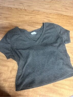 Full Tilt Gray Ribbed Women’s Top